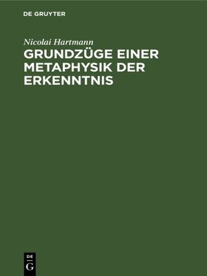 cover image of Grundzüge einer Metaphysik der Erkenntnis